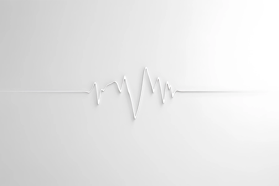 Abstrakte Herzschlag-Grafik auf weißem Hintergrund